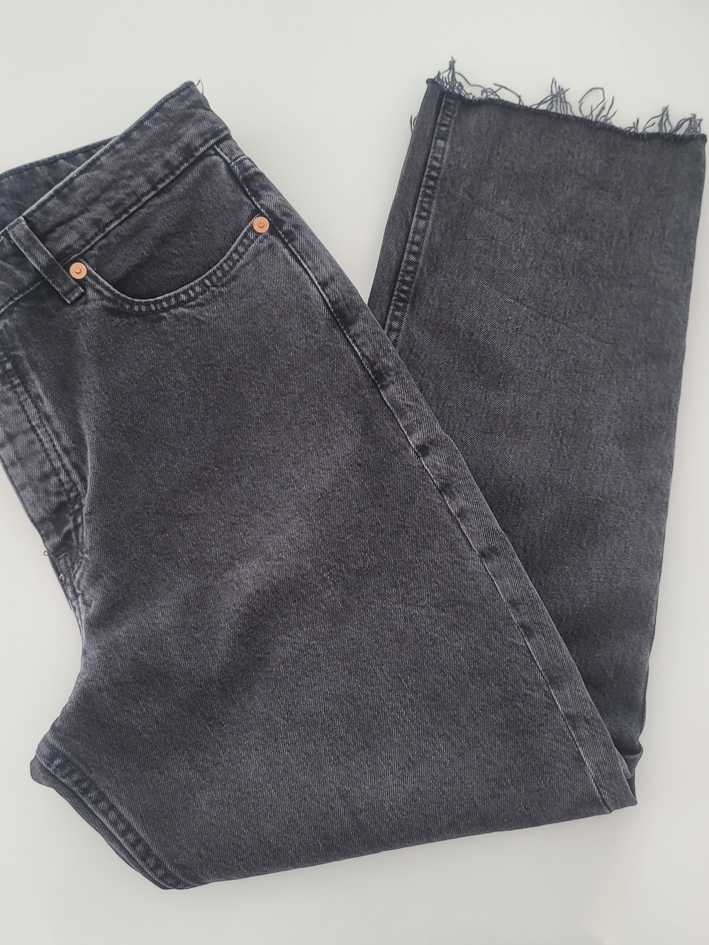 Mango Havana High-Rise Black Wash Straight Jeans Size 10 - Picture 12 of 14